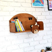Wooden Wall Mounted Book Shelf Bear theme for children's room V277-WWMBSBT