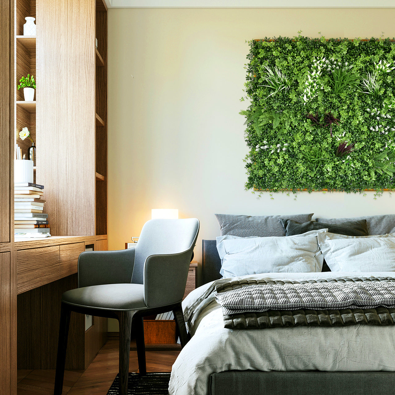 YES4HOMES 1 SQM Artificial Plant Wall Grass Panels Vertical Garden Foliage Tile Fence 1X1M Green V278-1-X-CCGF001-GREENPLANT