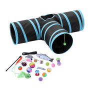 Pet Cat Toys Tri-Tunnel Collapsible Tent Training Play Kitten Rabbit Tubes V278-10843-CAT-TUNNEL-TOYS