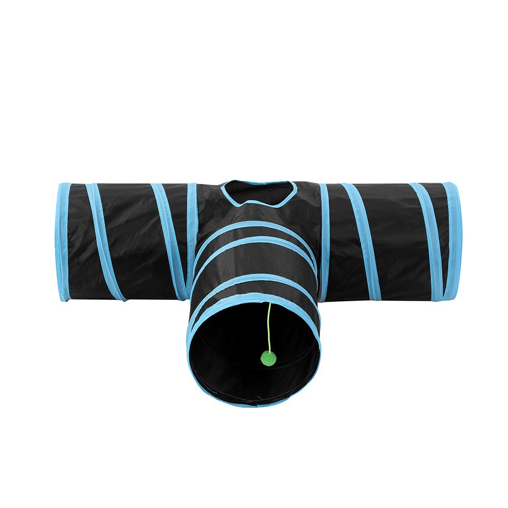 Pet Cat Toys Tri-Tunnel Collapsible Tent Training Play Kitten Rabbit Tubes V278-10843-CAT-TUNNEL-TOYS