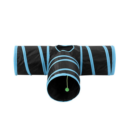 Pet Cat Toys Tri-Tunnel Collapsible Tent Training Play Kitten Rabbit Tubes V278-10843-CAT-TUNNEL-TOYS