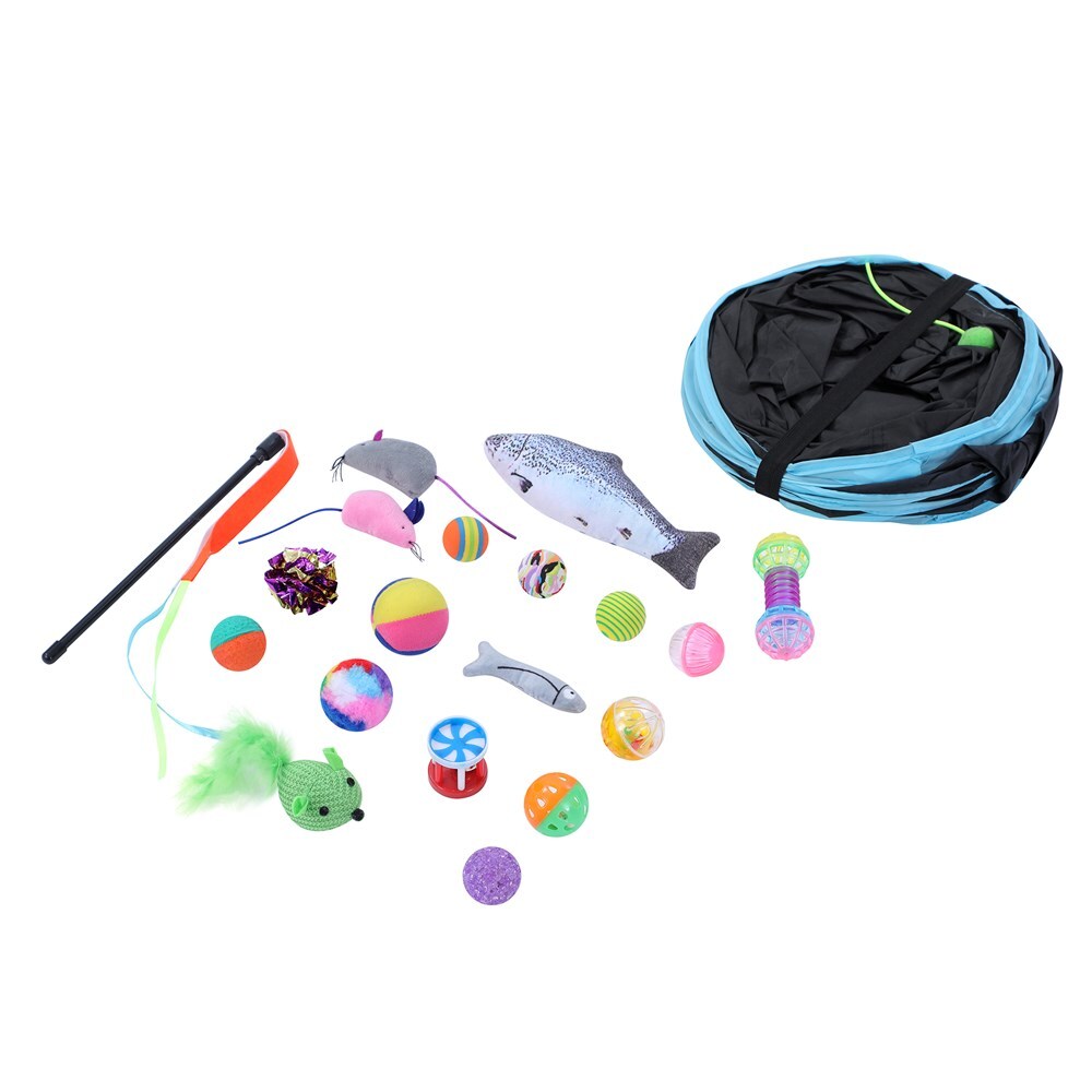 Pet Cat Toys Tri-Tunnel Collapsible Tent Training Play Kitten Rabbit Tubes V278-10843-CAT-TUNNEL-TOYS