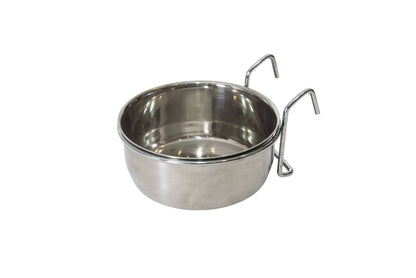 YES4PETS 2 x Stainless Steel Pet Rabbit Bird Dog Cat Water Food Bowl Feeder Chicken Poultry Coop Cup 591ml V278-2-X-20-OZ-HOOK-BOWL