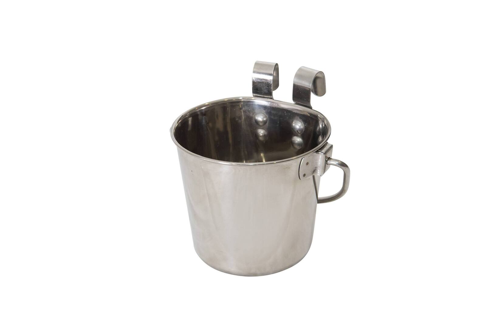 YES4PETS 2 x 2.8L Stainless Steel Pet Parrot Feeder Bowl Water Bowls Flat Sided Bucket with Riveted Hooks V278-2-X-2L8-PBSUP2713RC