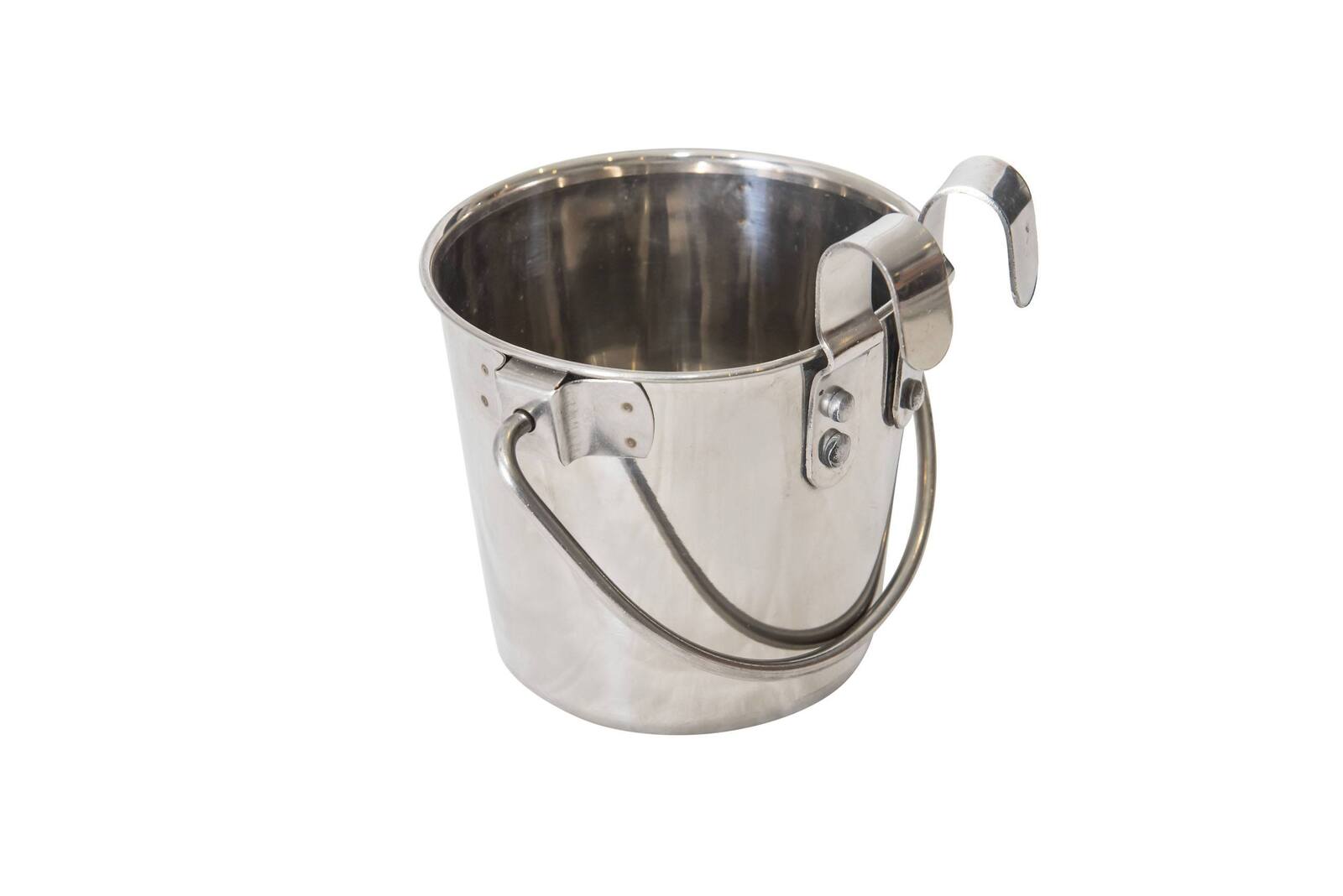 YES4PETS 2 x 2.8L Stainless Steel Pet Parrot Feeder Bowl Water Bowls Flat Sided Bucket with Riveted Hooks V278-2-X-2L8-PBSUP2713RC