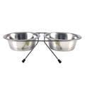 YES4PETS 2 x Sets Medium Portable Dog Cat Steel Pet Bowl Water Bowls Feeder V278-2-X-59609-DOUBLE-BOWL-M