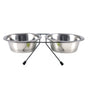 YES4PETS 2 x Sets Medium Portable Dog Cat Steel Pet Bowl Water Bowls Feeder V278-2-X-59609-DOUBLE-BOWL-M