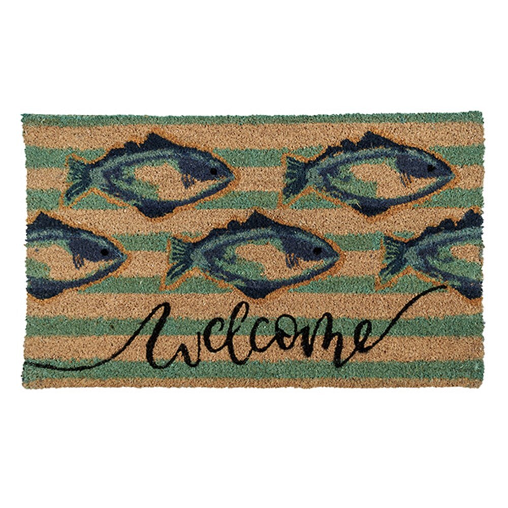 YES4HOMES 2 x Doormat for Front Door Entryway Cursive Natural Coconut Coir Floor Outdoor mat V278-2-X-63183-FISH-MAT