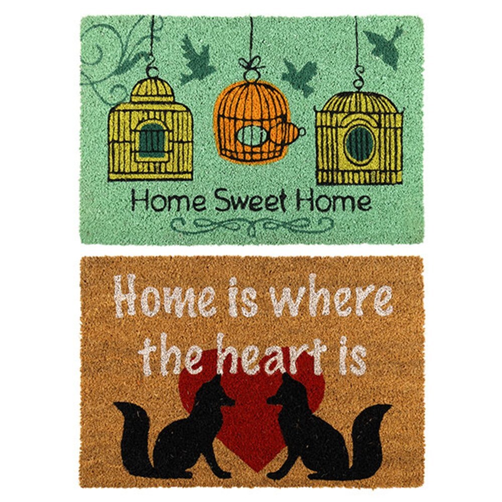 YES4HOMES 2 x Doormat for Front Door Entryway Cursive Natural Coconut Coir Floor mat Outdoor 40x60cm V278-2-X-63995-DOOR-MAT