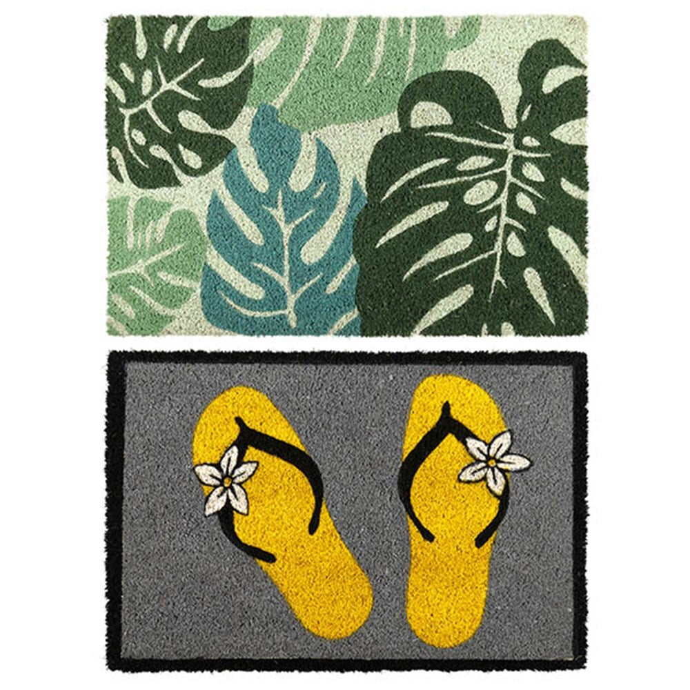 YES4HOMES 2 x Doormat for Front Door Entryway Cursive Natural Coconut Coir Floor mat Outdoor 40x60cm V278-2-X-63996-DOOR-MAT