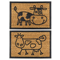YES4HOMES 2 x Front Door Entryway Doormat Cursive Natural Coconut Coir Floor mat Outdoor V278-2-X-63997-COW-MAT