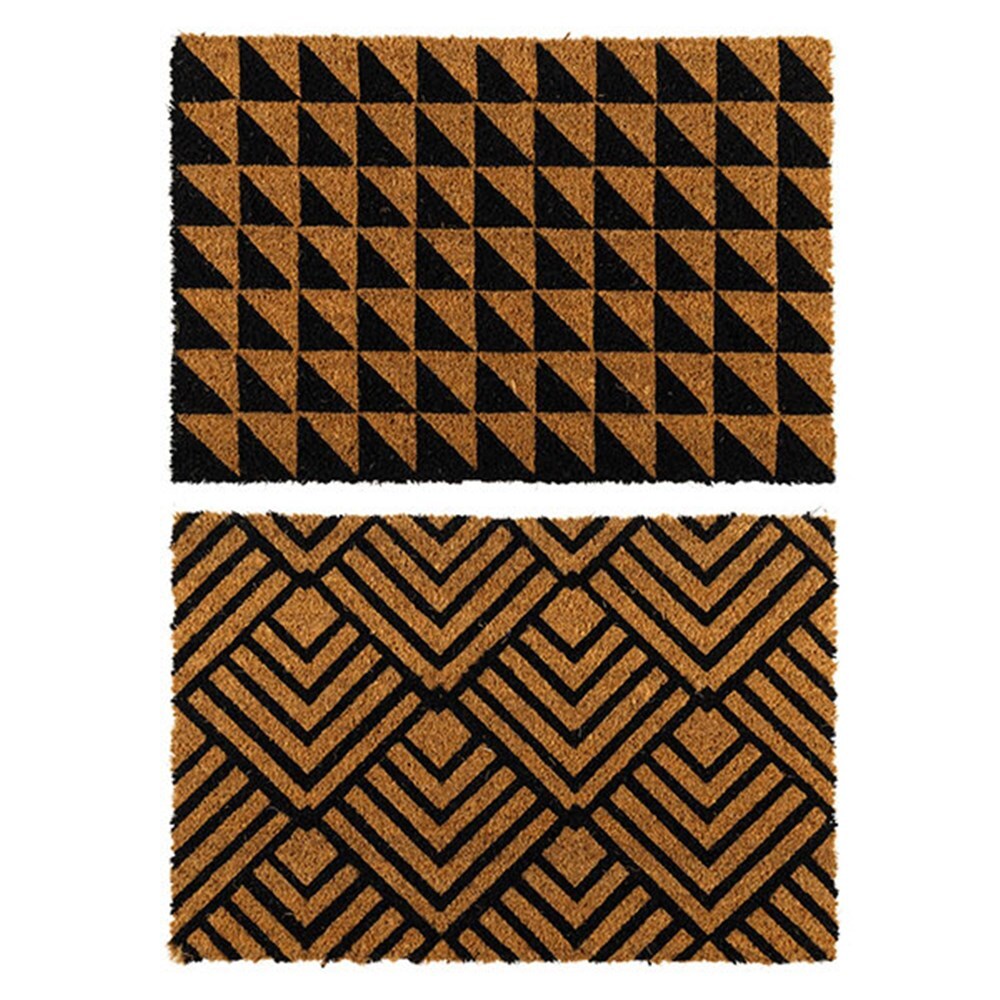 YES4HOMES 2 x Doormat for Front Door Entryway Cursive Natural Coconut Coir Floor mat Outdoor V278-2-X-64001-GEOMETRIC-MAT