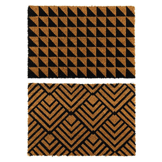 YES4HOMES 2 x Doormat for Front Door Entryway Cursive Natural Coconut Coir Floor mat Outdoor V278-2-X-64001-GEOMETRIC-MAT