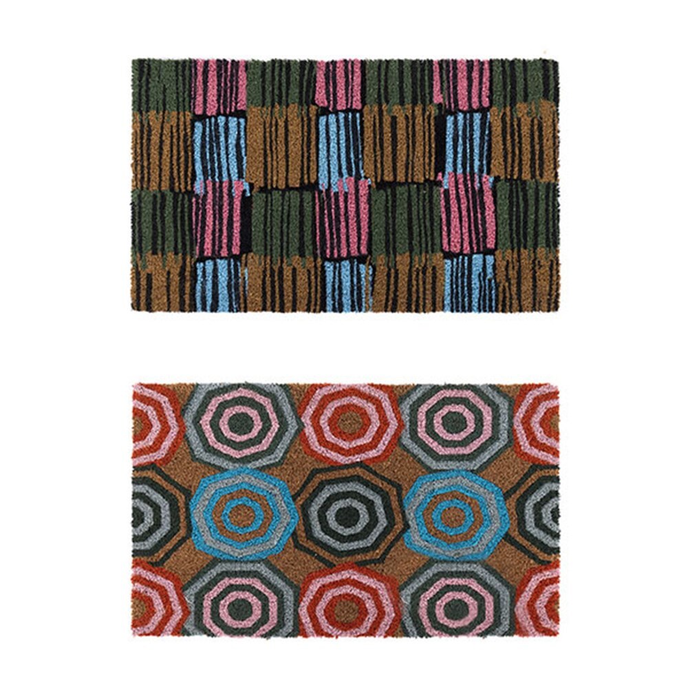 YES4HOMES 2 x Outdoor Doormat for Front Door Entryway Cursive Natural Coconut Coir Floor mat 75 X 45 CM V278-2-X-66725-DOOR-MAT-L