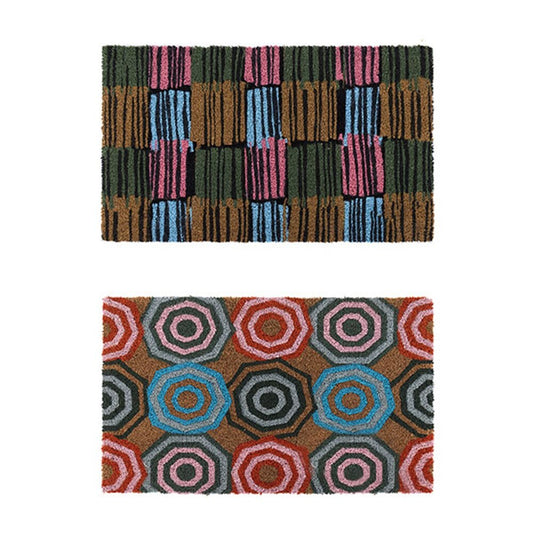 YES4HOMES 2 x Outdoor Doormat for Front Door Entryway Cursive Natural Coconut Coir Floor mat 75 X 45 CM V278-2-X-66725-DOOR-MAT-L