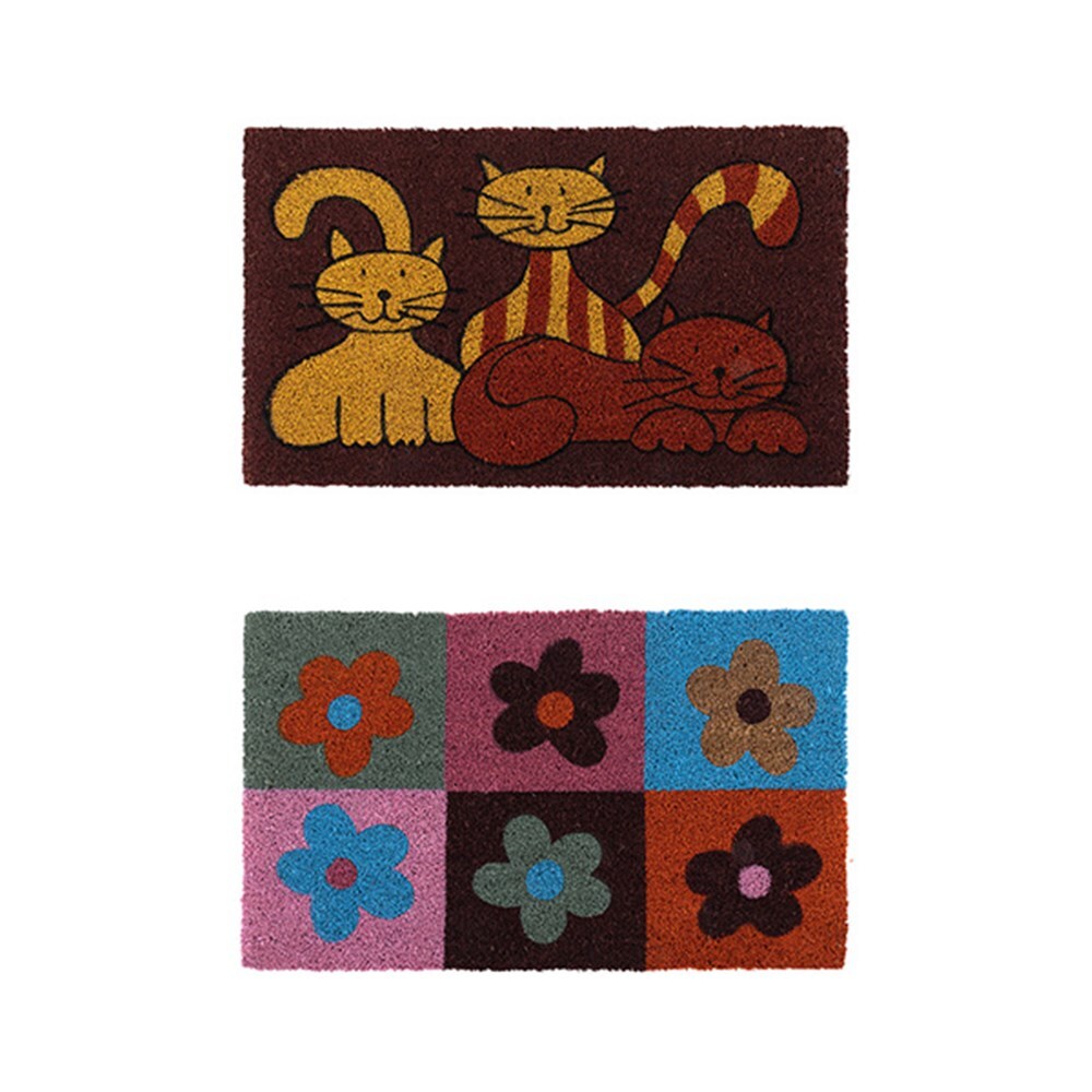 YES4HOMES 2 x Doormat for Front Door Entryway Cursive Natural Coconut Coir Floor mat Outdoor 45x75cm V278-2-X-66726-DOOR-MAT-L