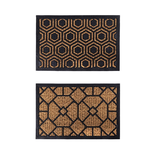 YES4HOMES 2 x Front Door Entryway Doormat Cursive Natural Coconut Coir Floor Mat Outdoor V278-2-X-66728-GEO-MAT