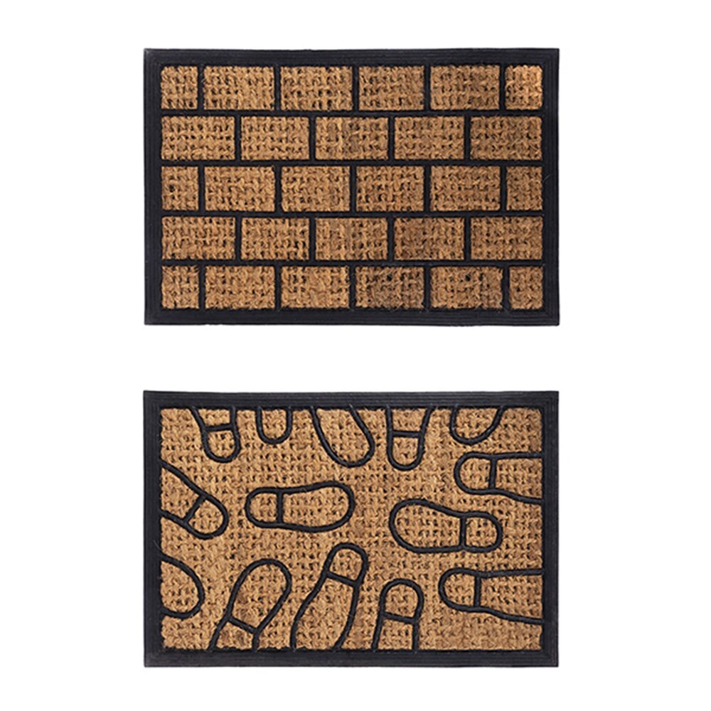 YES4HOMES 2 x Front Door Entryway Doormat Cursive Natural Coconut Coir Floor Mat Outdoor V278-2-X-66729-DOOR-MAT