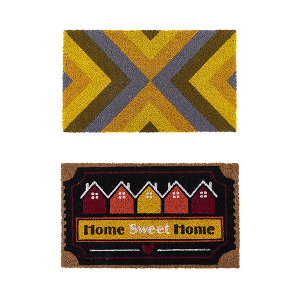YES4HOMES 2 x Doormat for Front Door Entryway Cursive Natural Coconut Coir Floor mat Outdoor 45x75cm V278-2-X-66730-DOOR-MAT-L