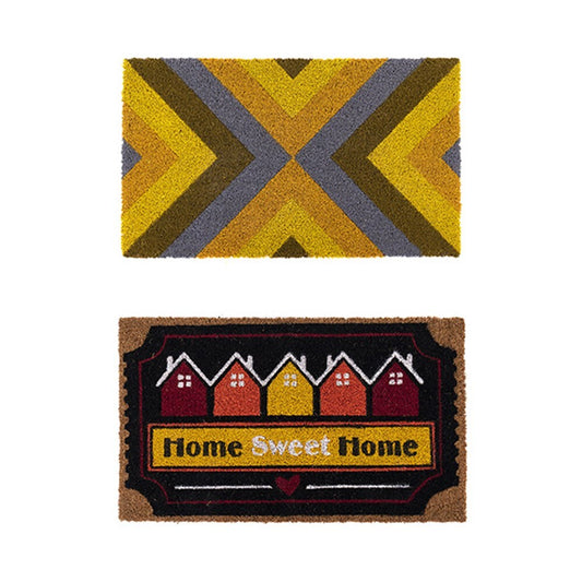 YES4HOMES 2 x Doormat for Front Door Entryway Cursive Natural Coconut Coir Floor mat Outdoor 45x75cm V278-2-X-66730-DOOR-MAT-L