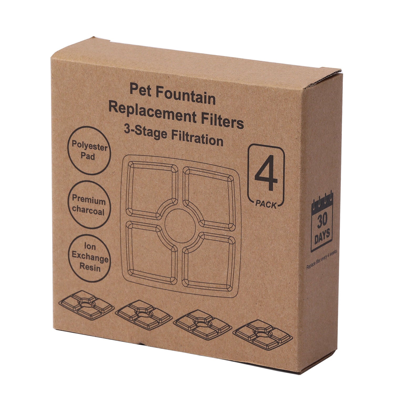 YES4PETS 8 x Pet Dog Cat Fountain Filter Replacement Activated Carbon Ion Filtration System Dispenser V278-2-X-CTN-PW-106-FILTERS