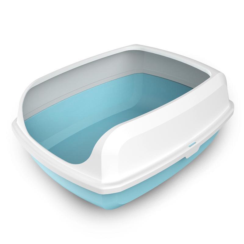 YES4PETS 2 X Small High Side Portable Open Cat Toilet Litter Box Tray House With Scoop Blue V278-2-X-MSP-B03-BLUE