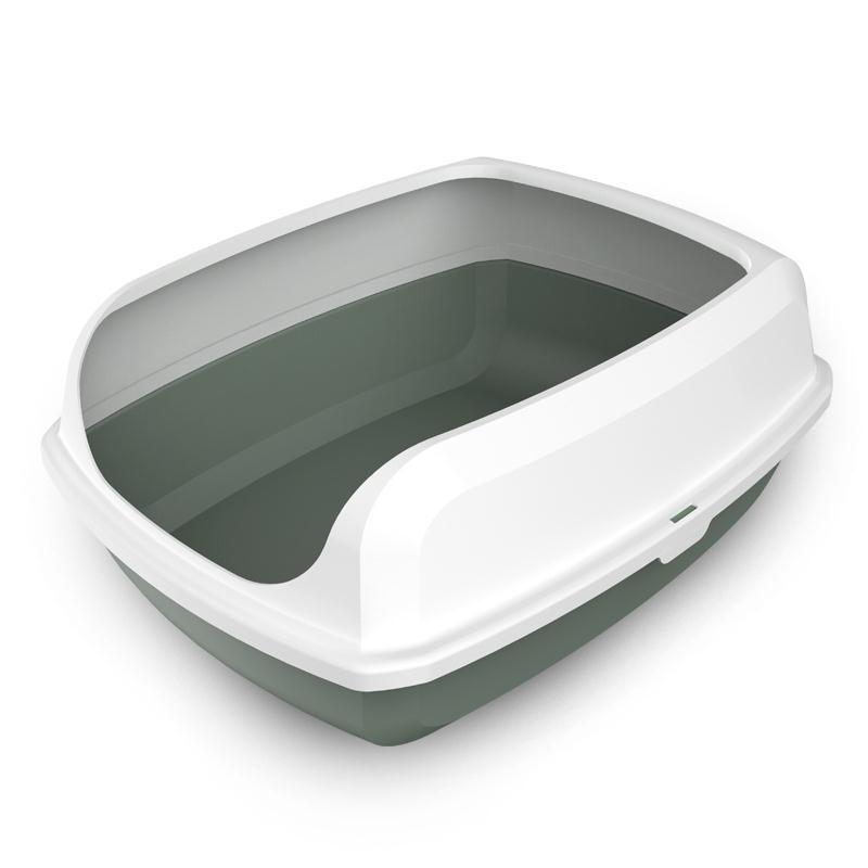 YES4PETS 2 x Medium High Side Large Portable Open Cat Toilet Litter Box Tray House With Scoop Grey V278-2-X-MSP-B04-GREY
