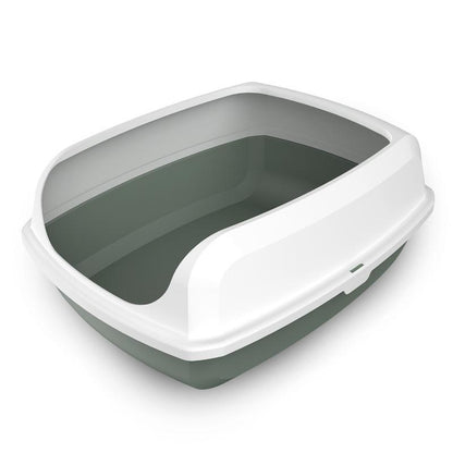YES4PETS 2 x Medium High Side Large Portable Open Cat Toilet Litter Box Tray House With Scoop Grey V278-2-X-MSP-B04-GREY