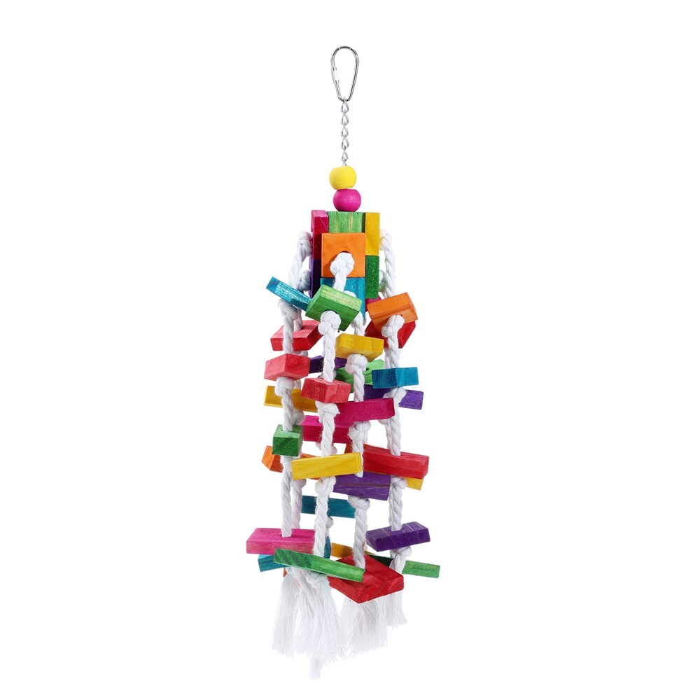 YES4PETS 3 x Large Wood Hanging Swing Bird Parrot Parakeet Cockatiel Budgie Rope Toy V278-3-X-11284-BIRDTOY