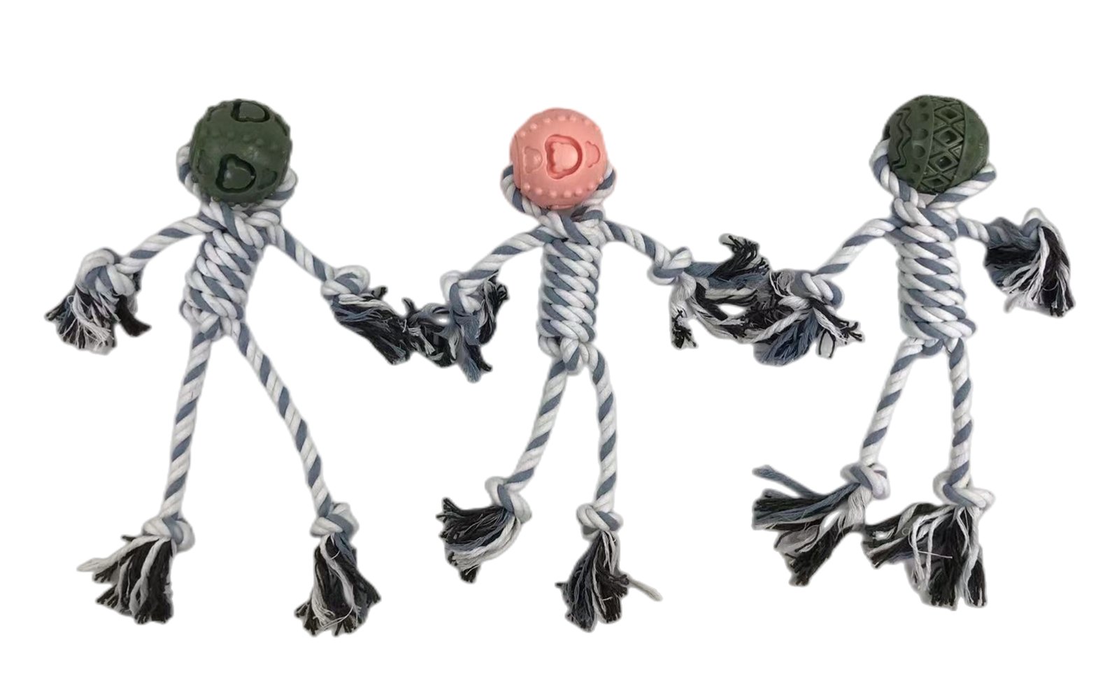 YES4PETS 3 x Pet Puppy Dog Toy Play Toy Rubber Ball Knotted Rope Toy V278-3-X-TY519-PET-TOY