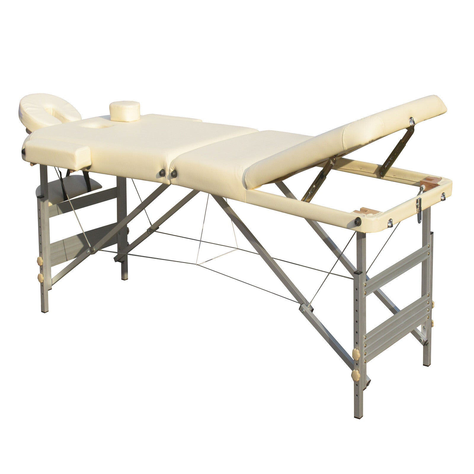 YES4HOMES 3 Fold Portable Aluminium Massage Table Massage Bed Beauty Therapy Beige V278-3FOLD-ALUM-57F-BE