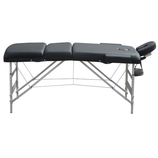 YES4HOMES 3 Fold Portable Aluminium Massage Table Massage Bed Beauty Therapy Black V278-3FOLD-ALUM-57F-BK