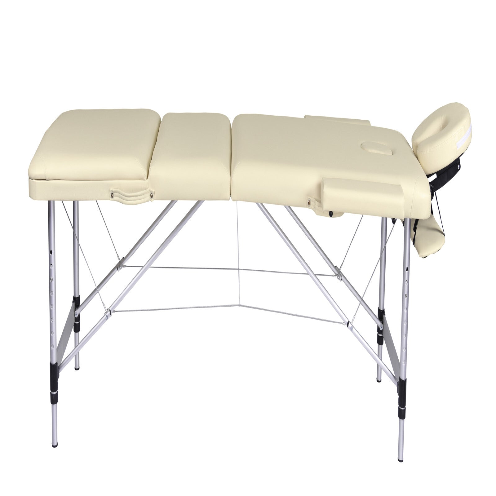 YES4HOMES 3 Fold Portable Aluminium Massage Table Massage Bed Beauty Therapy Beige V278-3FOLD-ALUM-MTA03-BE