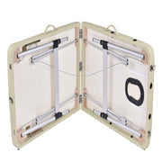 YES4HOMES 3 Fold Portable Aluminium Massage Table Massage Bed Beauty Therapy Beige V278-3FOLD-ALUM-MTA03-BE