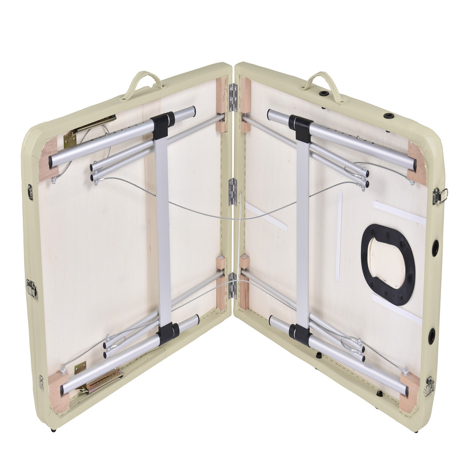 YES4HOMES 3 Fold Portable Aluminium Massage Table Massage Bed Beauty Therapy Beige V278-3FOLD-ALUM-MTA03-BE