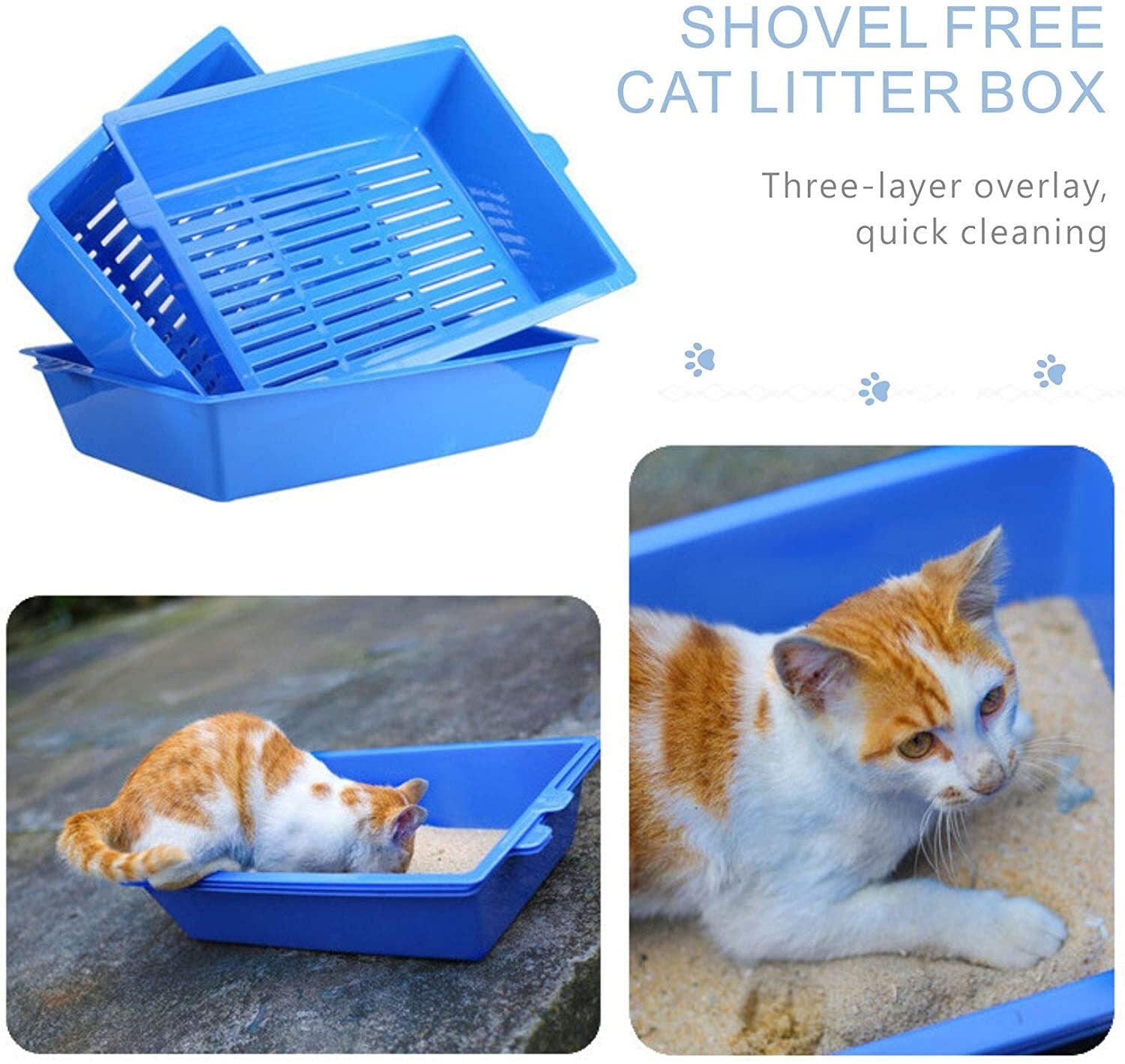 Lift and Sift Self Cleaning Kitty Litter Trays Cat Litter Tray Toilet Sifting Slotted Trays V278-47170