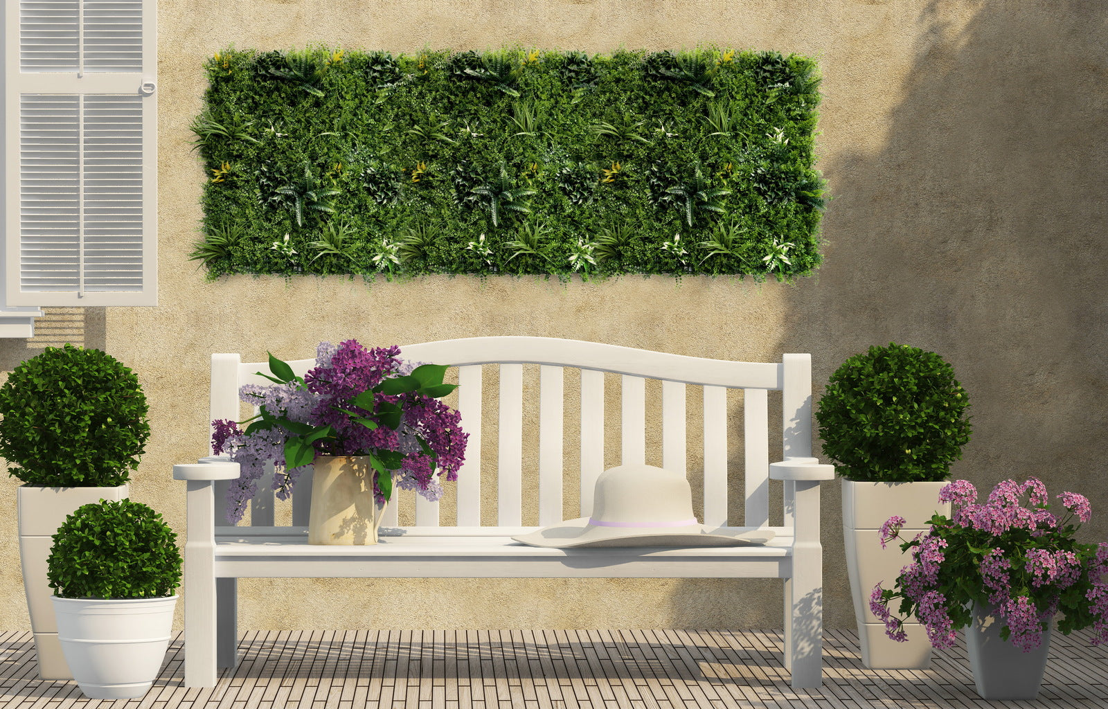 YES4HOMES 5 SQM Artificial Plant Wall Grass Panels Vertical Garden Tile Fence 1X1M Green V278-5-X-CCGA100-GREENPLANT