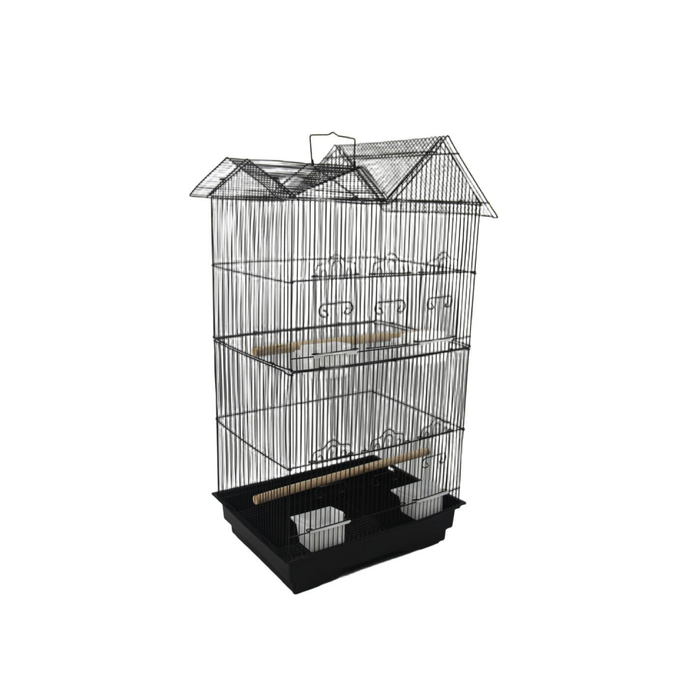 YES4PETS 4 X Medium Size Bird Cage Parrot Budgie Aviary with Perch - Black V278-5016-FOUR-BIRD-CAGE