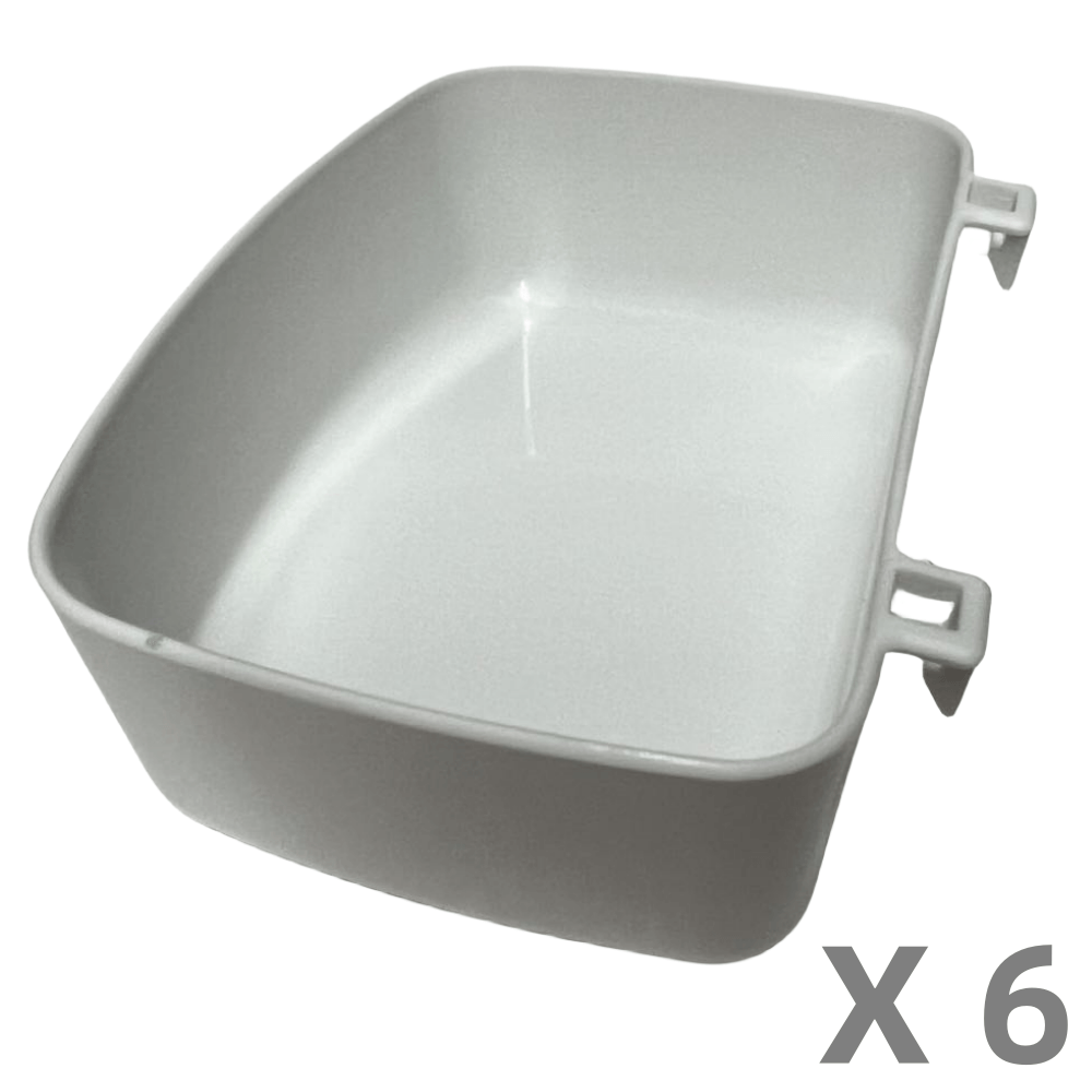 YES4PETS 6 X Pet Parrot Feeder Dog Cat Food Bowl Water Bowls with Hanging Hooks Attached to Cage White V278-6-X-WHITE-HANGING-BOWL