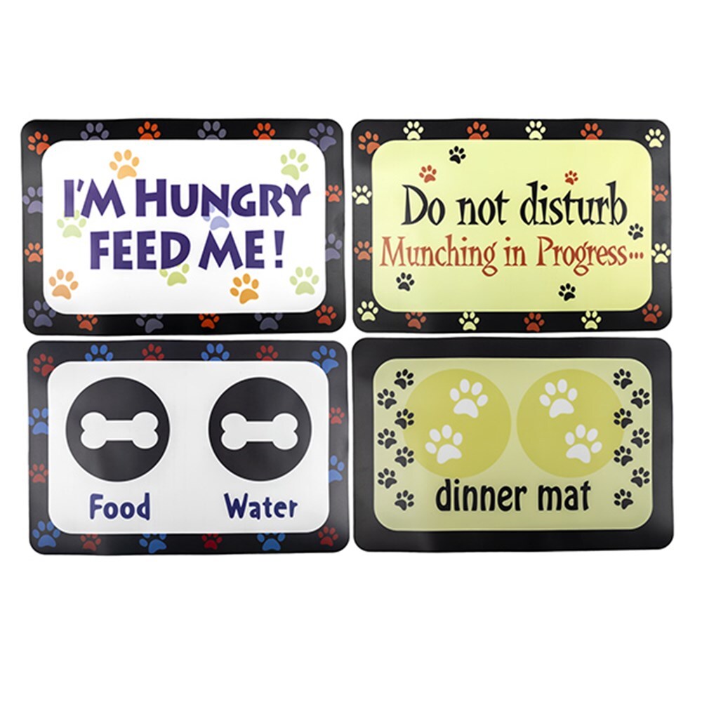 YES4PETS 4 x Pet Food Bowl Placemat Waterproof Leakproof Feeder Mat Non Slip Floor V278-61224-FOUR-FEEDING-MAT