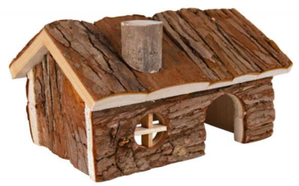 YES4PETS Natural Wooden Hamster Wooden House Small Pet Hideout with Chimney Garden Decor V278-6160-PET-HOUSE
