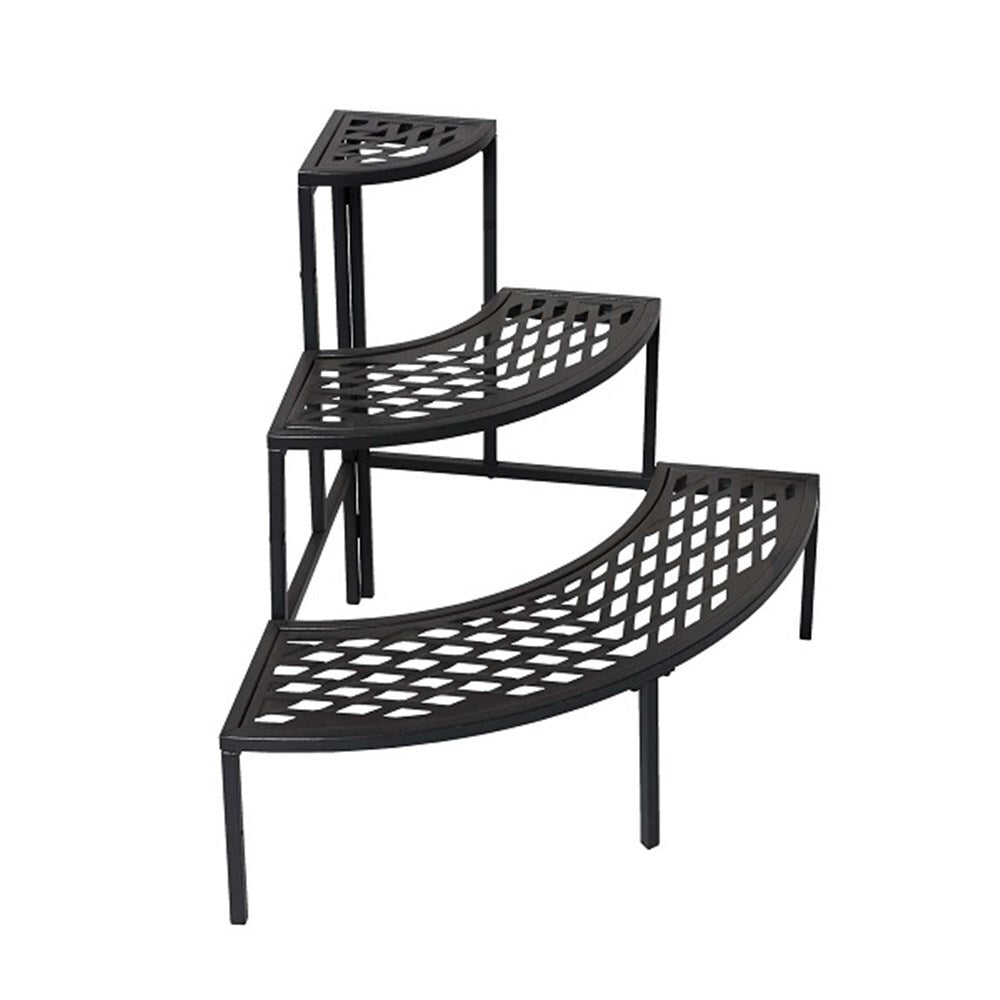 YES4HOMES 3 Tier Metal Plant Stand Corner Quarter Round Flower Pot Planter Display Rack V278-63991-CORNER-METAL-STAND