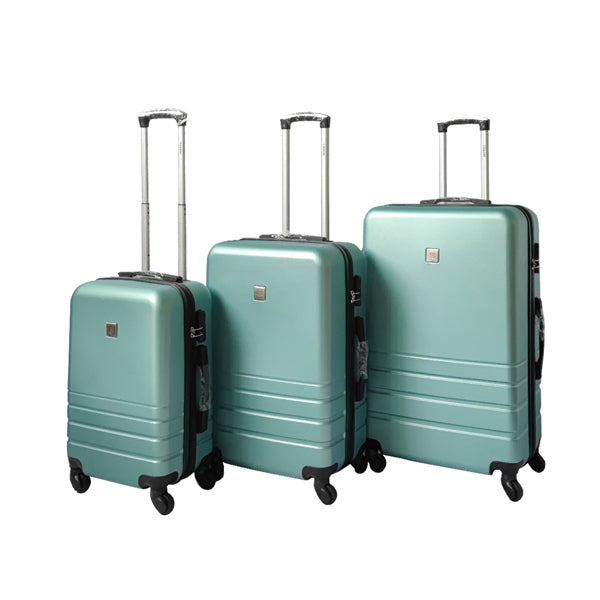 Green ABS Luggage Suitcase Set 3 Code Lock Travel Carry Bag Trolley S M L V278-67350-LUG-3SET-GREEN-NE