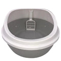 YES4PETS 2 x Grey Round Portable Cat Toilet Litter Box Tray with Scoop V278-89873-ROUND-LITTER-TRAY