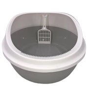 YES4PETS 2 x Grey Round Portable Cat Toilet Litter Box Tray with Scoop V278-89873-ROUND-LITTER-TRAY