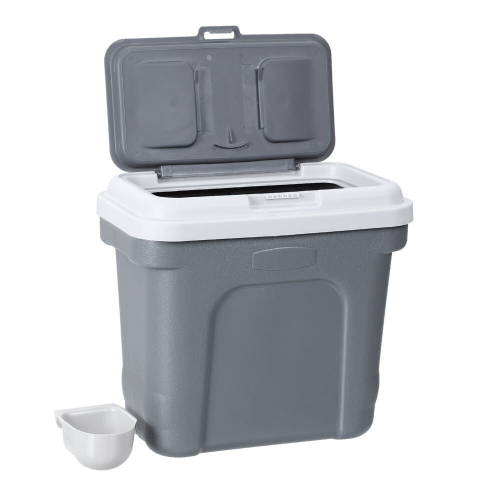 30L Pet Dogs Puppy Food Storage Storer Container w/ Scoop Grey V278-96147-PET-FOOD-STORER-S