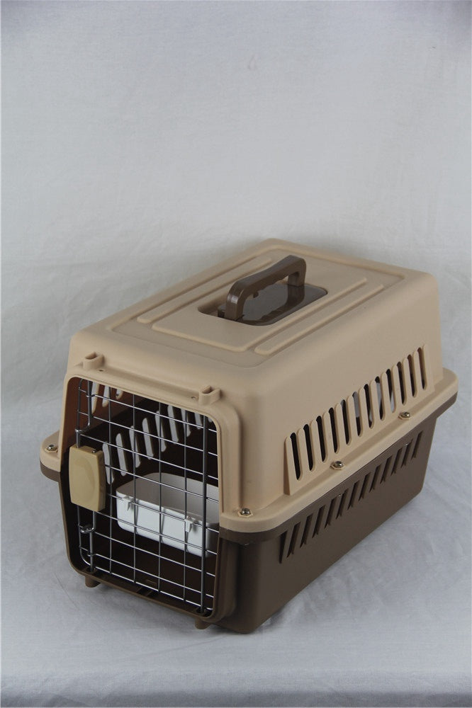 YES4PETS Small Dog Cat Rabbit Crate Pet Carrier Airline Cage With Bowl and Tray-Brown V278-AA1-BROWN