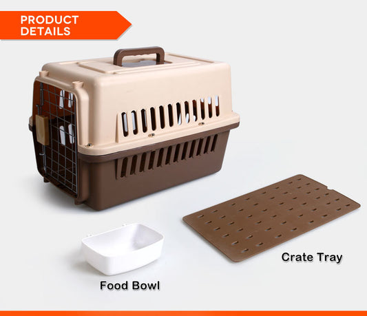 YES4PETS Small Dog Cat Rabbit Crate Pet Carrier Airline Cage With Bowl and Tray-Dark Blue V278-AA1-NAVY