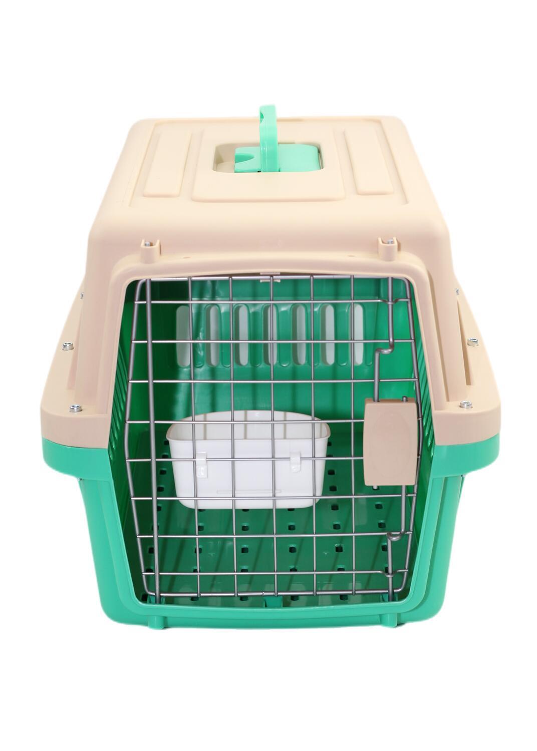 YES4PETS Medium Dog Cat Crate Pet Carrier Airline Cage With Bowl & Tray-Green V278-AA2-GREEN-BOWL-TRAY