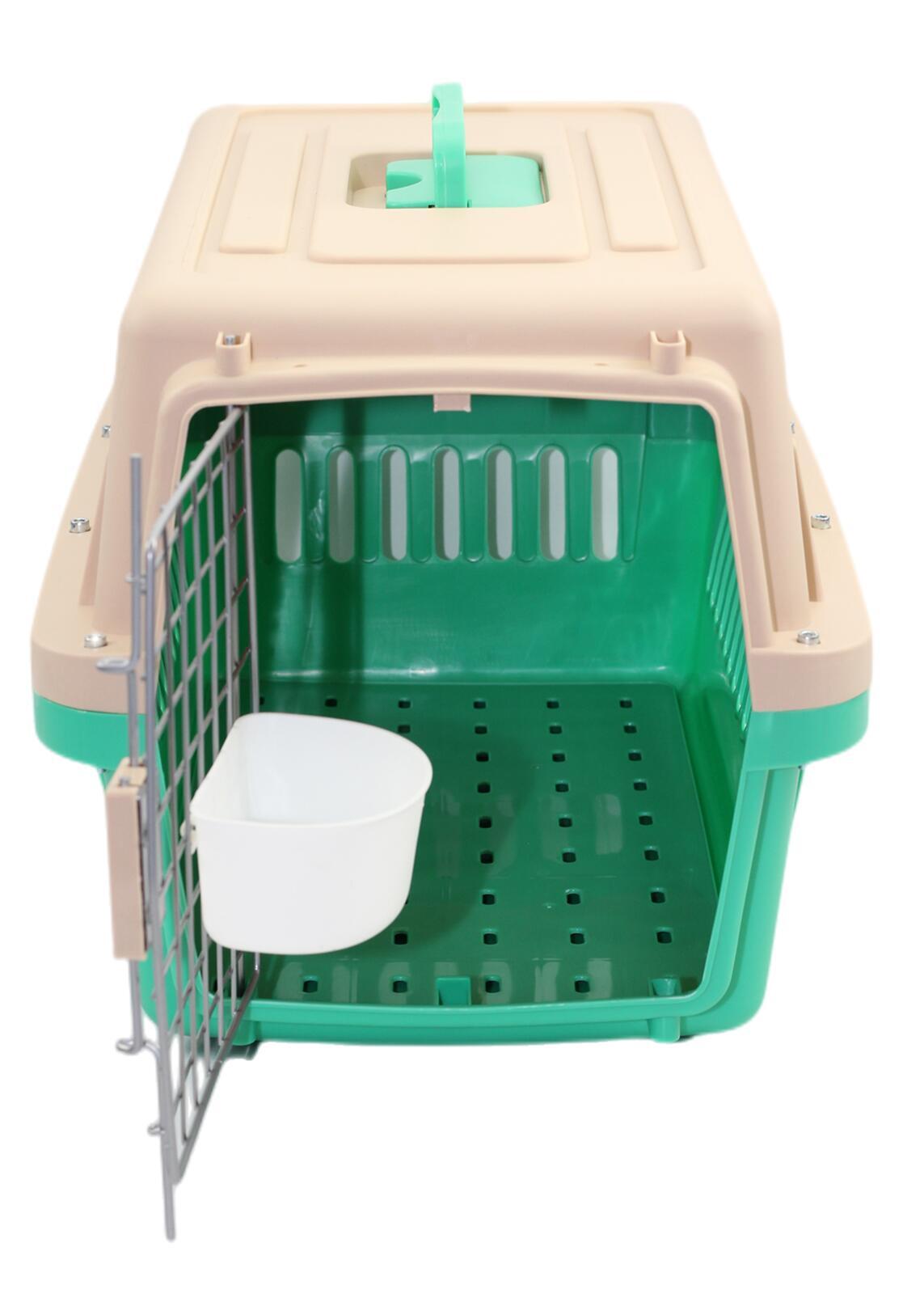 YES4PETS Medium Dog Cat Crate Pet Carrier Airline Cage With Bowl & Tray-Green V278-AA2-GREEN-BOWL-TRAY